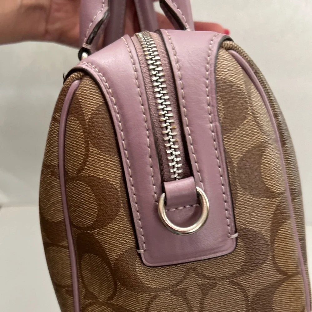 Coach Small Rowan CC signature brown and Lilac trim Crossbody Bag - Picture 6 of 15